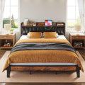 California King Bed Frame with Storage Headboard - Noise Free Support