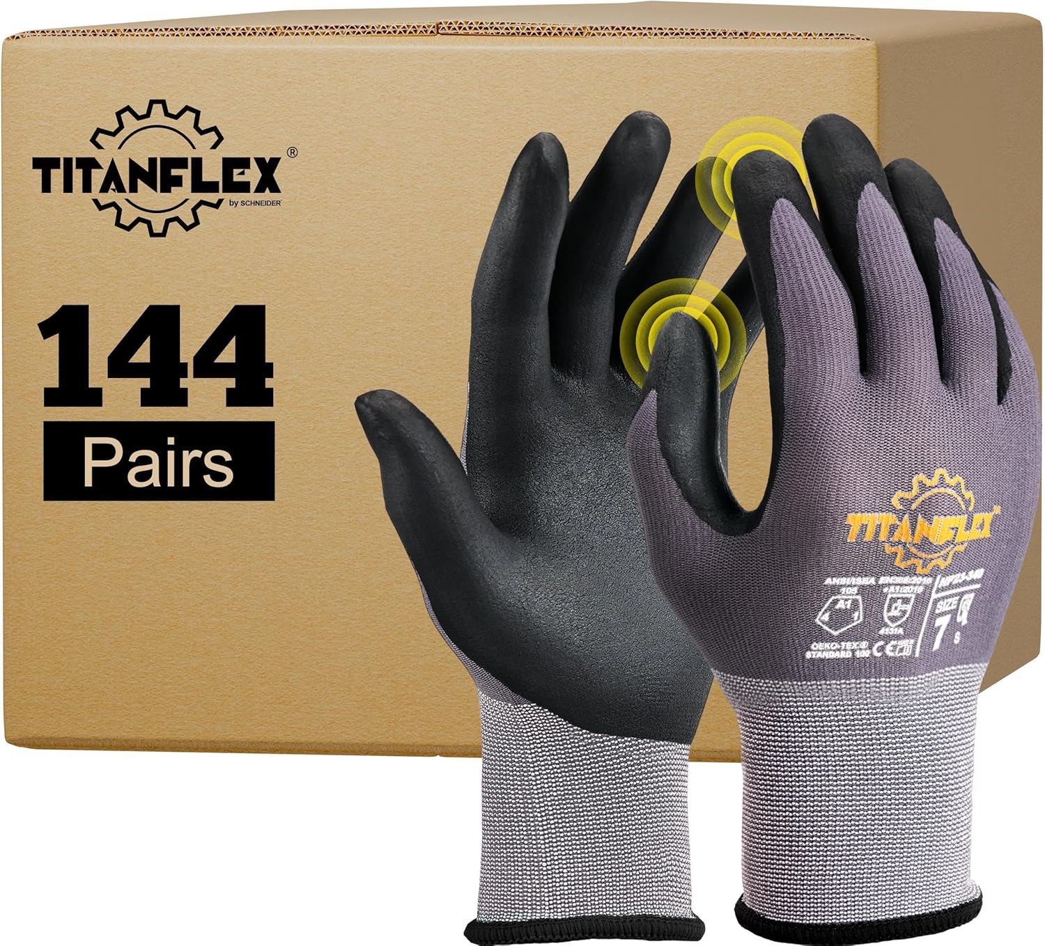 TitanFlex Work Gloves with Microfoam Nitrile Coating for Safety