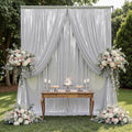 Silver Sequin Backdrop Curtain 20 ft x 10 ft - Thick Wrinkle-Free