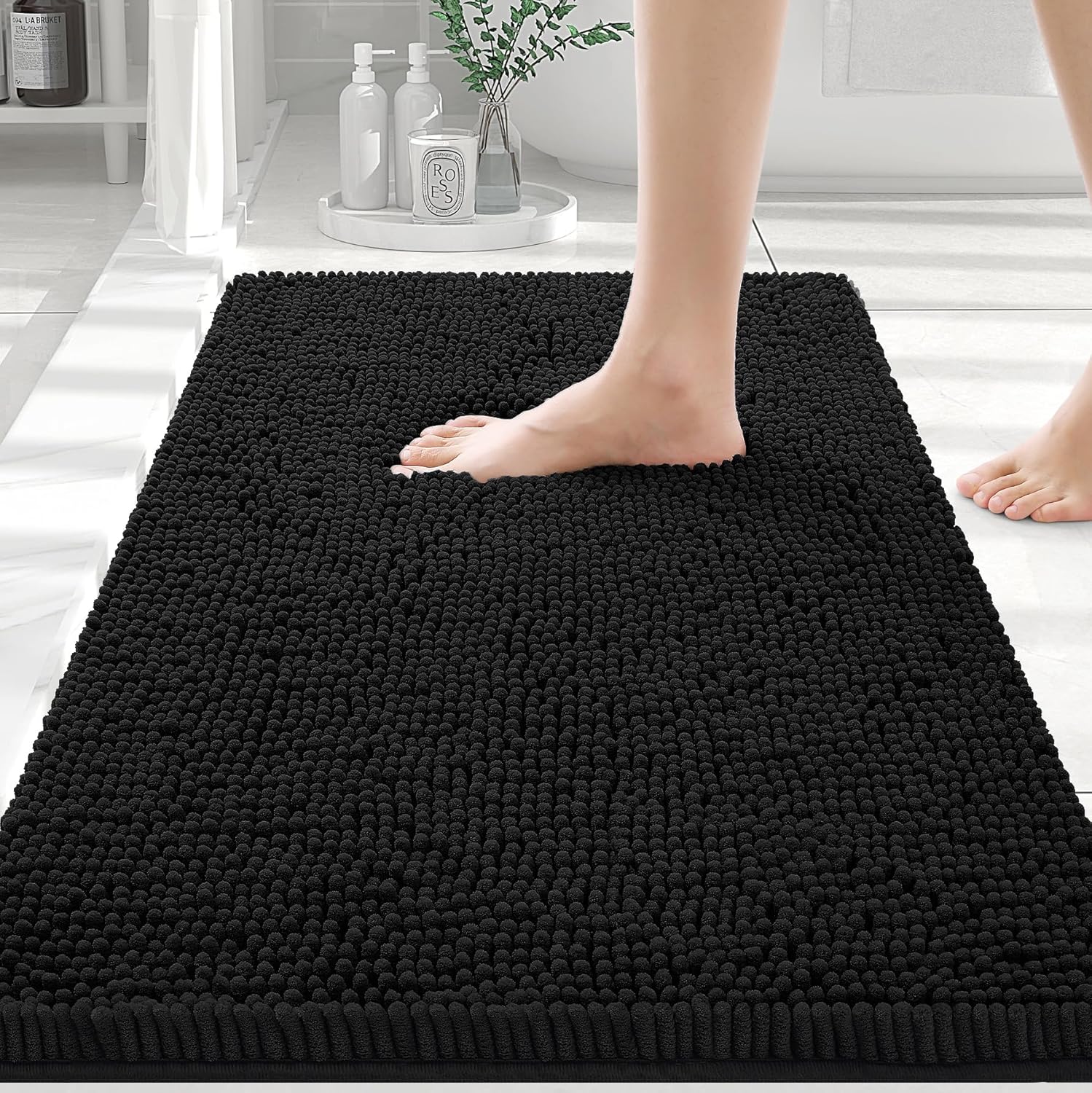 Smiry Luxury Chenille Bathroom Rugs - Soft, Absorbent & Non-Slip