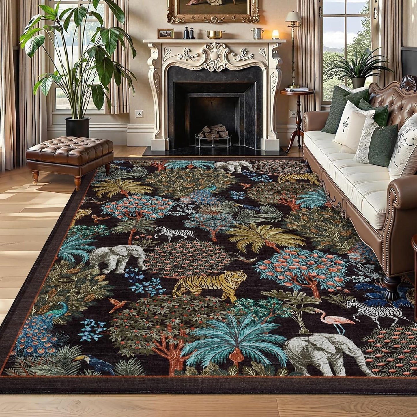 GarveeHome Jungle Washable Rug: Unique Animal Print Design