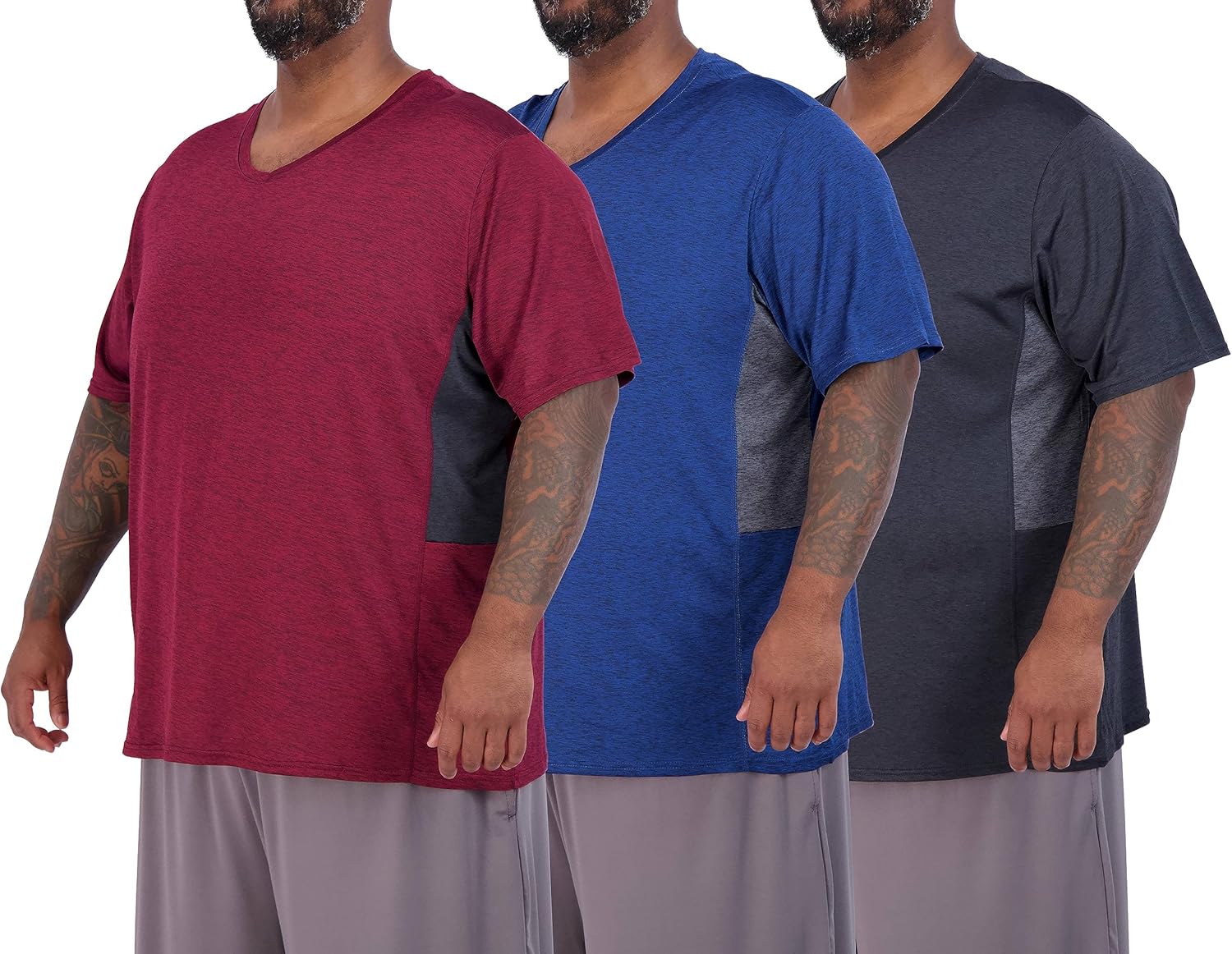 Real Essentials Big & Tall Short Sleeve V-Neck Athletic T-Shirts