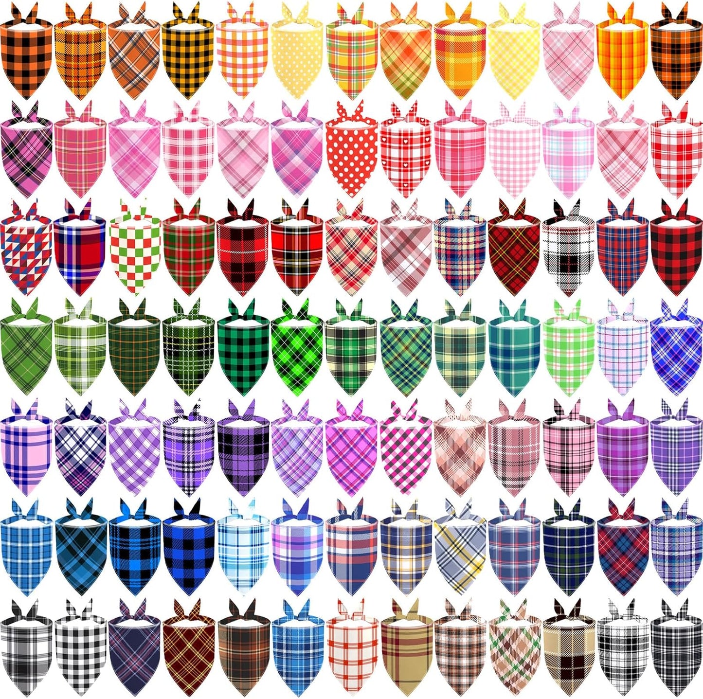 100 Pack Plaid Dog Bandanas for Stylish Pets by XPUDAC
