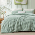 Bedsure Fluffy Comforter Set Queen - Super Soft Faux Fur, Sage Green