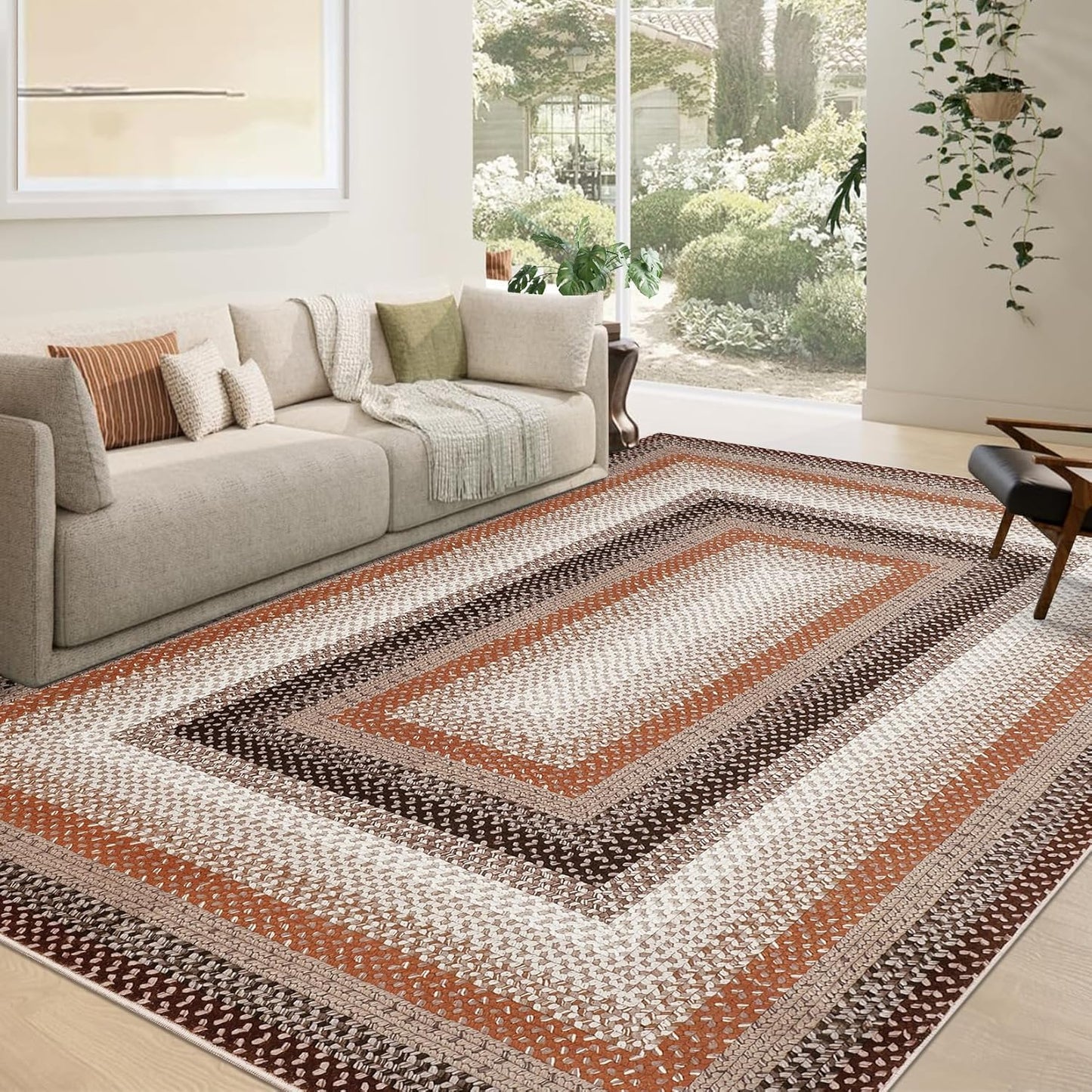Braided Washable Area Rug 8x10 for Living Room and Bedroom
