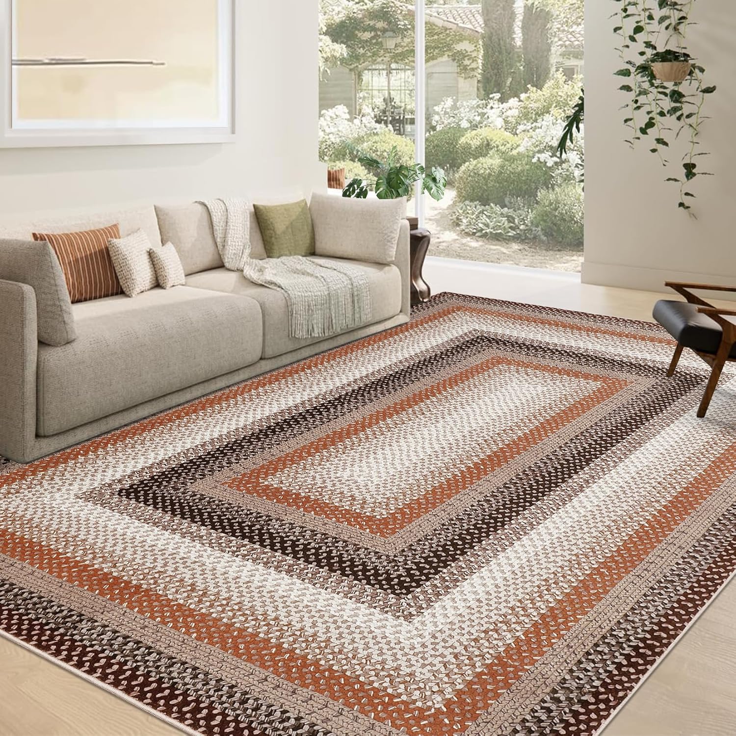 Braided Washable Area Rug 8x10 for Living Room and Bedroom