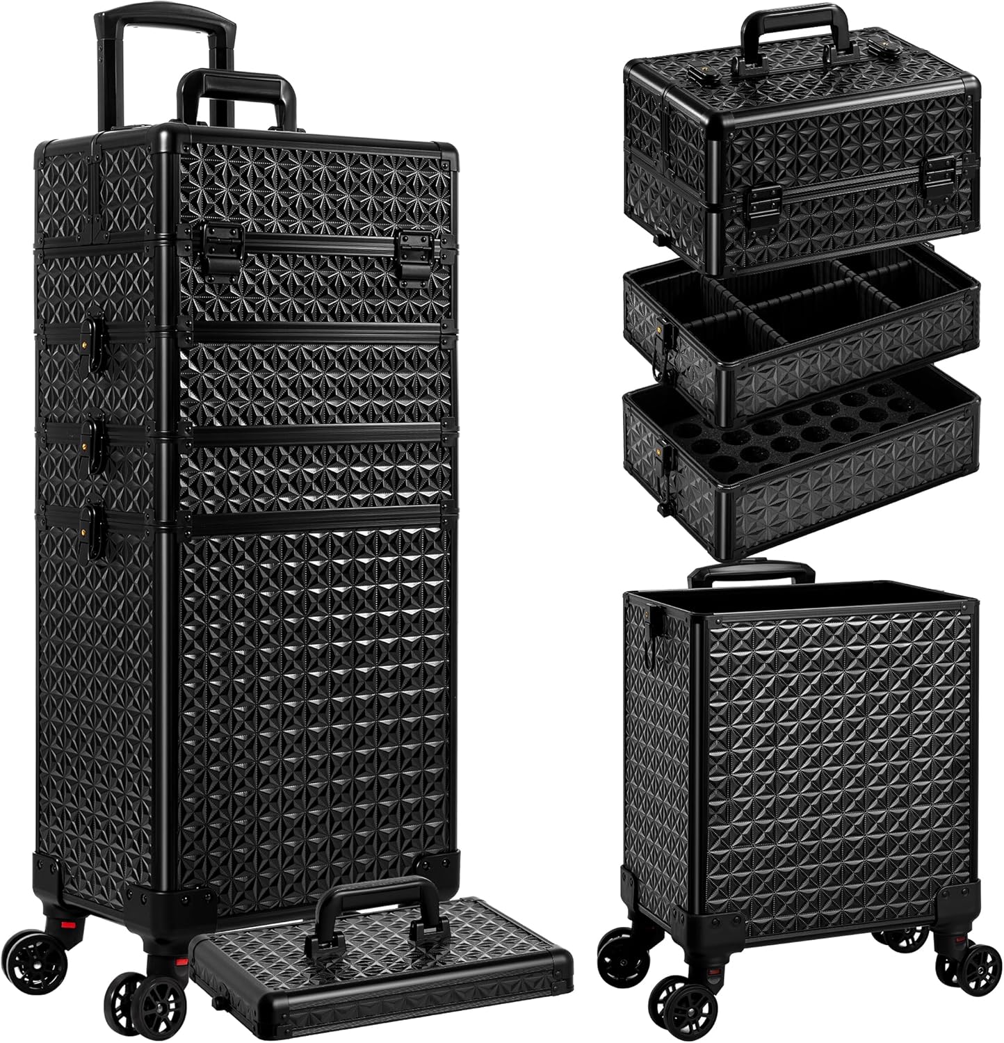 5 in 1 Rolling Makeup Train Case for Hairstylists and Artists