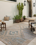 Topanga Collection TOP-04 Natural/Aqua 3 ft-11 in x 5 ft-11 in