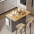 Shintenchi Rolling Kitchen Island Cart with Folding Drop Leaf - Space