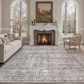 DCX Machine Washable Grey Area Rug 9x12 for Living Room