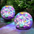 Solar Garden Lights 2 Pack 80 LED Multicolor Cracked Glass Globe