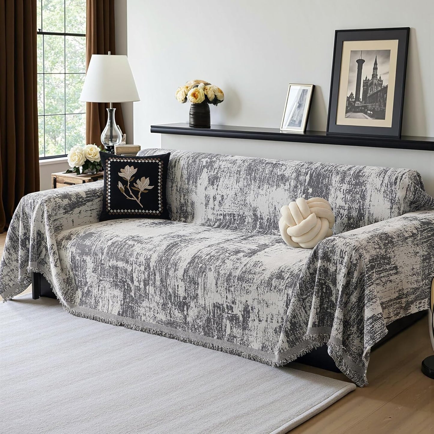 MEETSKY Couch Cover for Sectional Sofa, Durable Chenille Design