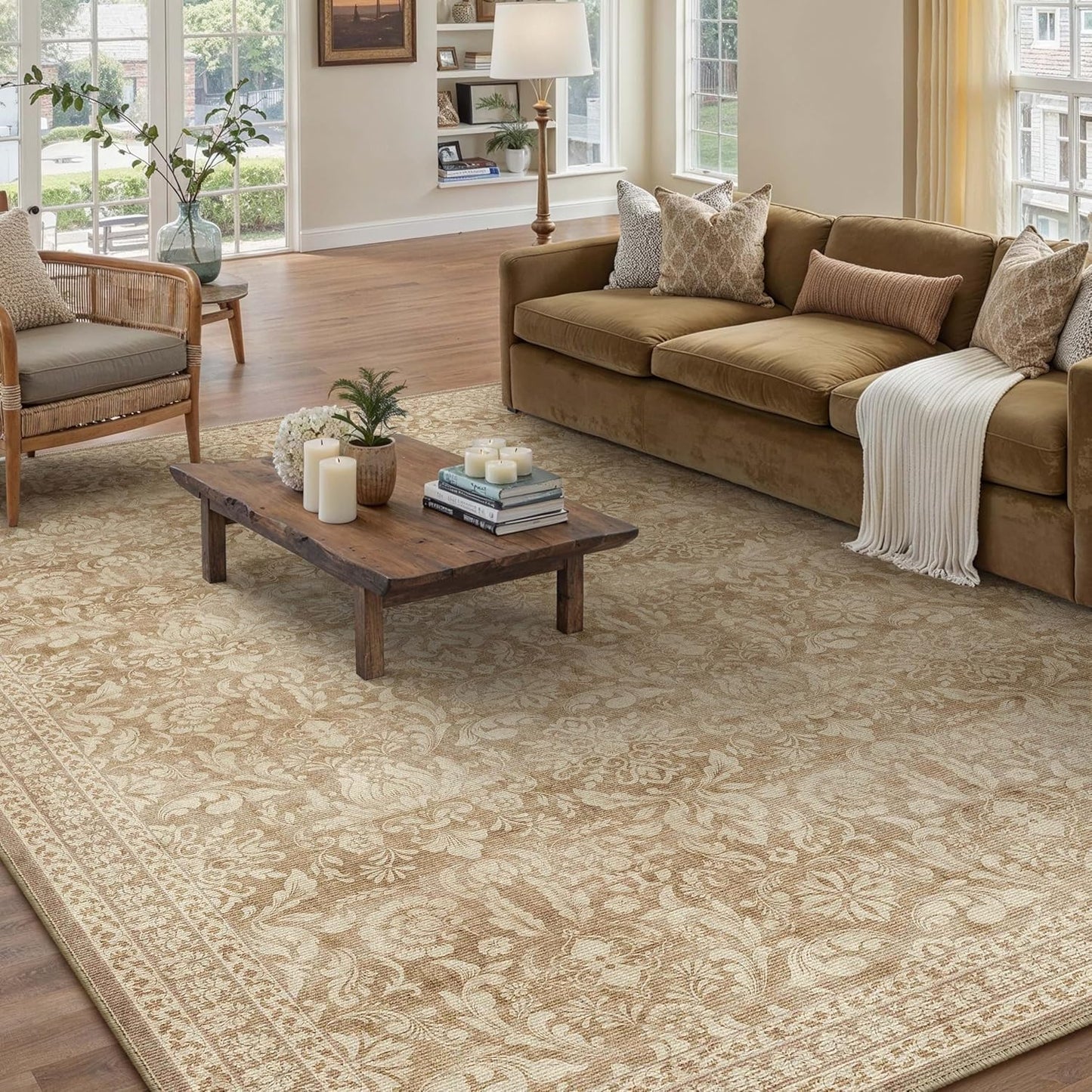 5x7 Area Rug Washable Vintage Living Room Carpet Soft Low Pile