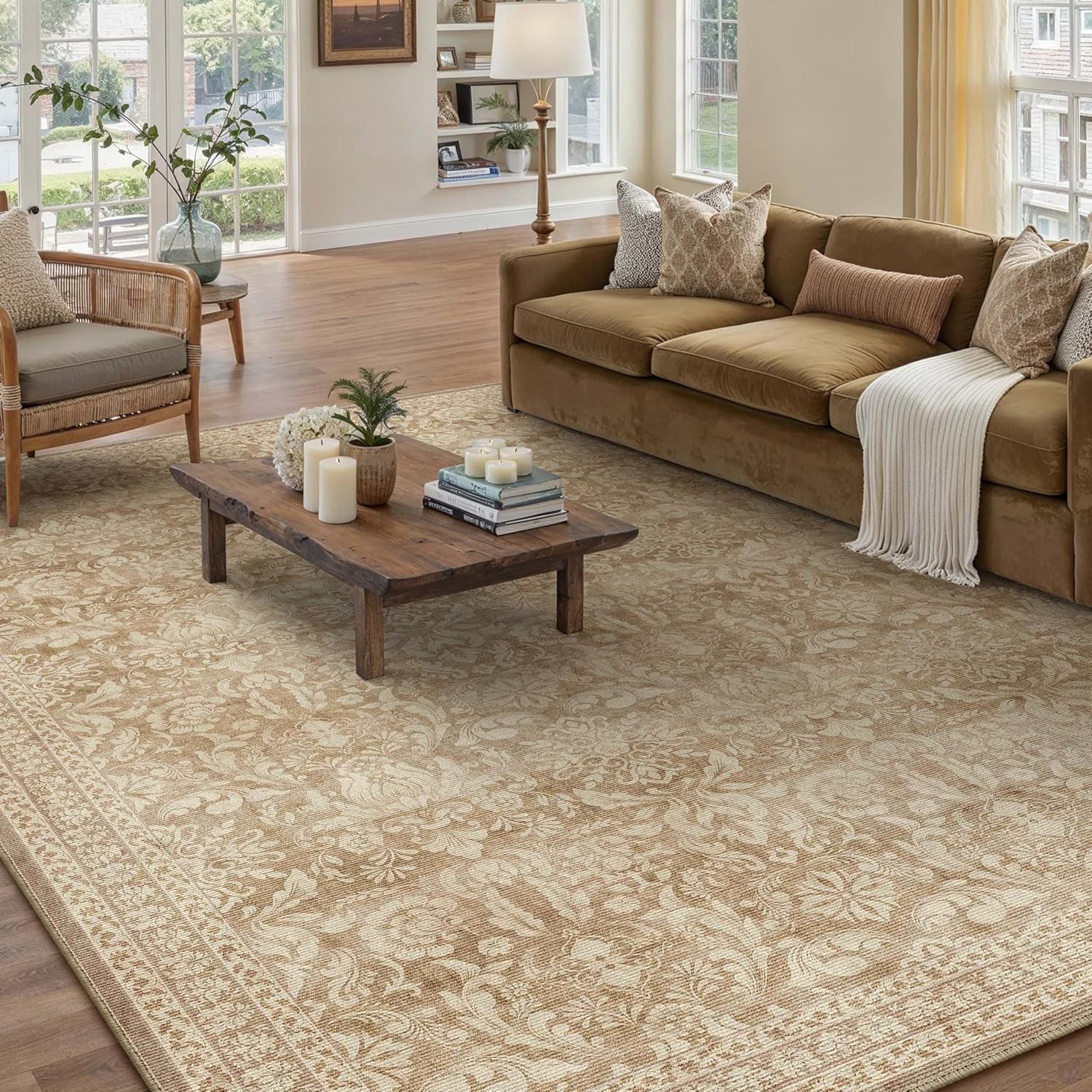 5x7 Area Rug Washable Vintage Living Room Carpet Soft Low Pile