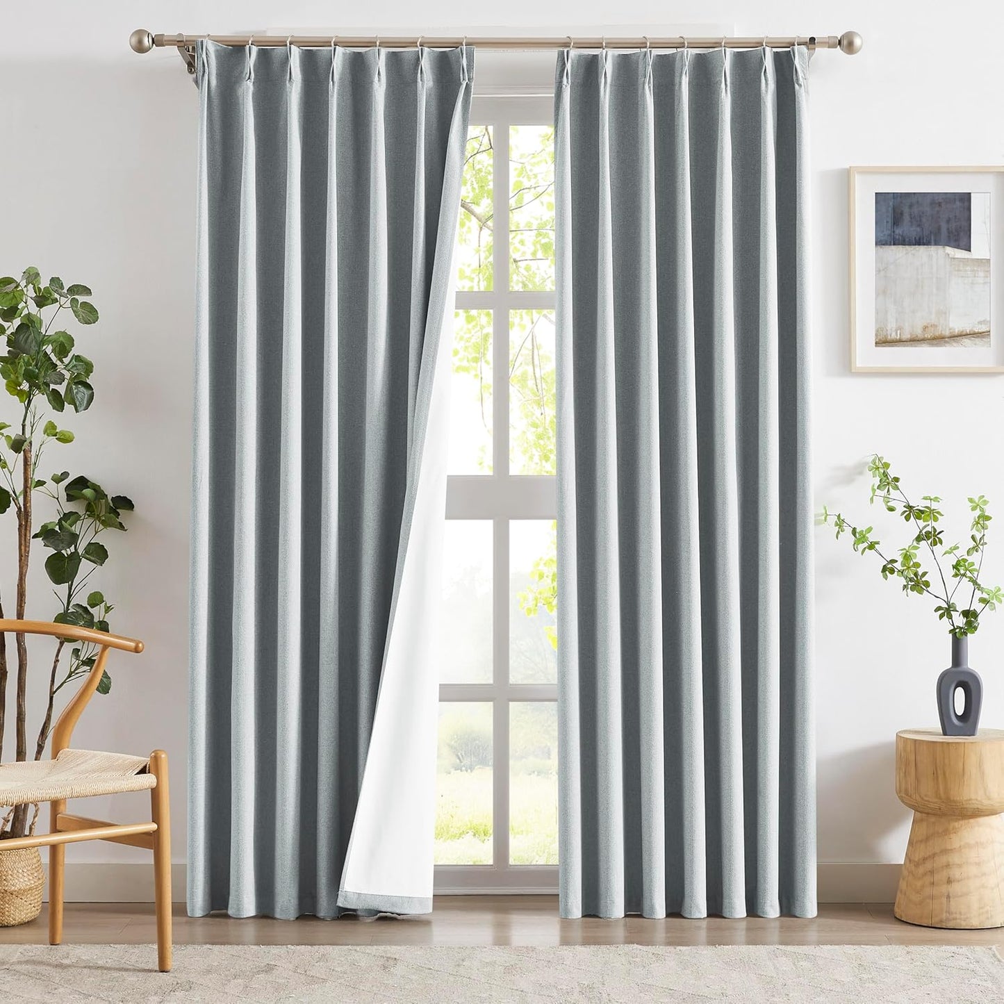 Chambray Blue Blackout Curtains - 84 Thermal Insulated Drapes