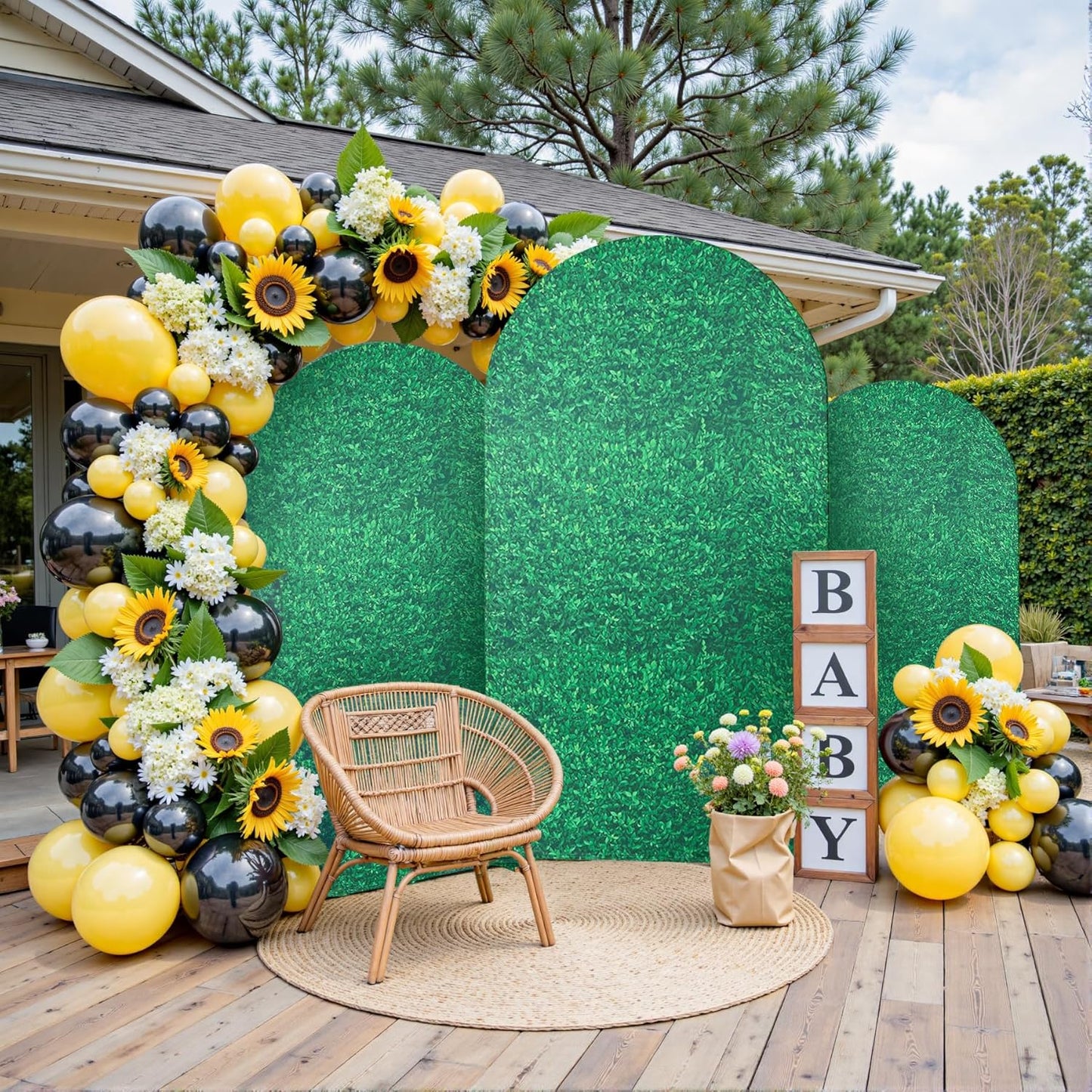 7.2ft Green Leaves Arch Backdrop Cover Set for Jungle Parties