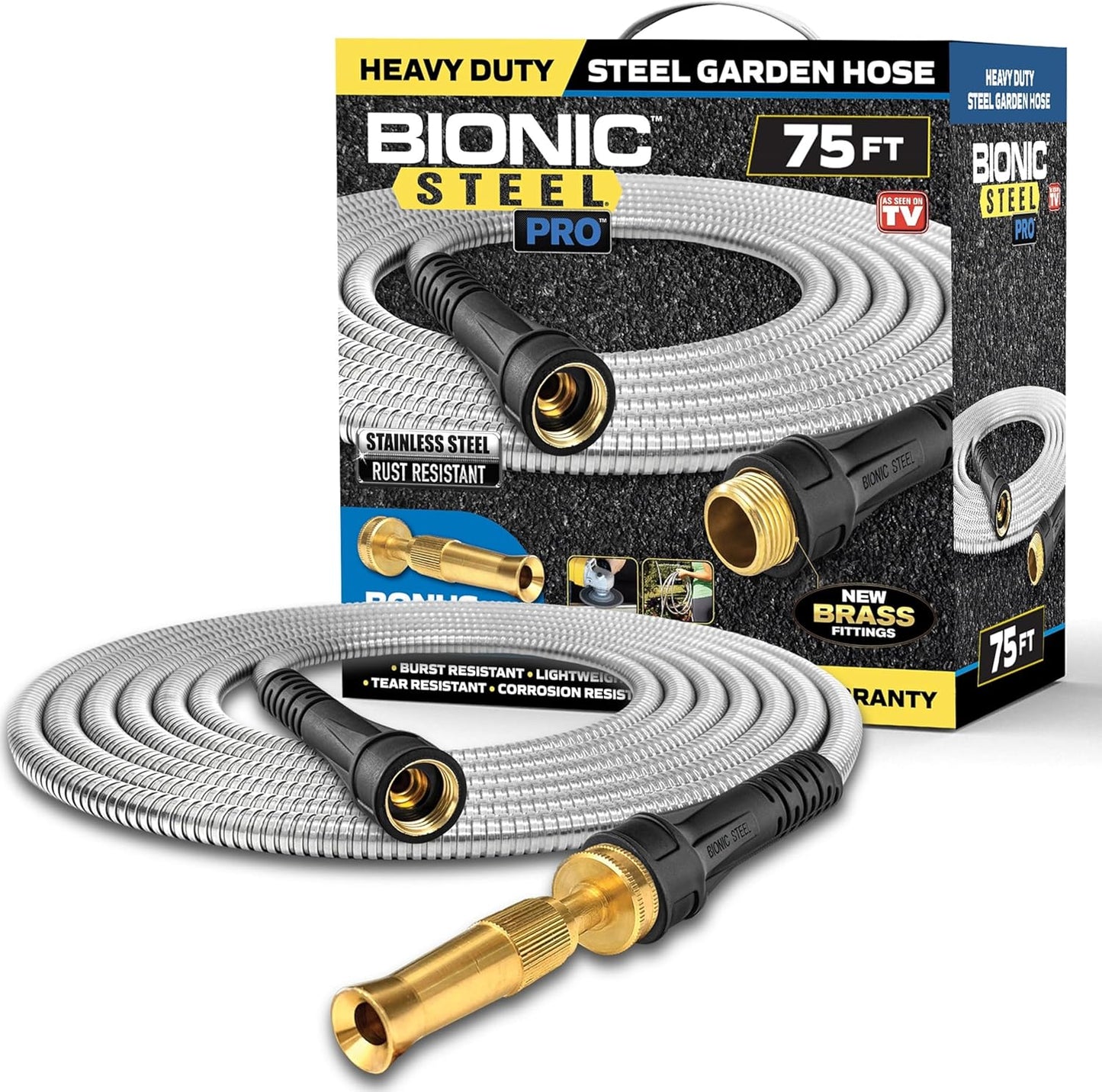 Bionic Steel PRO 75ft Garden Hose: Durable, Flexible, Kink Free