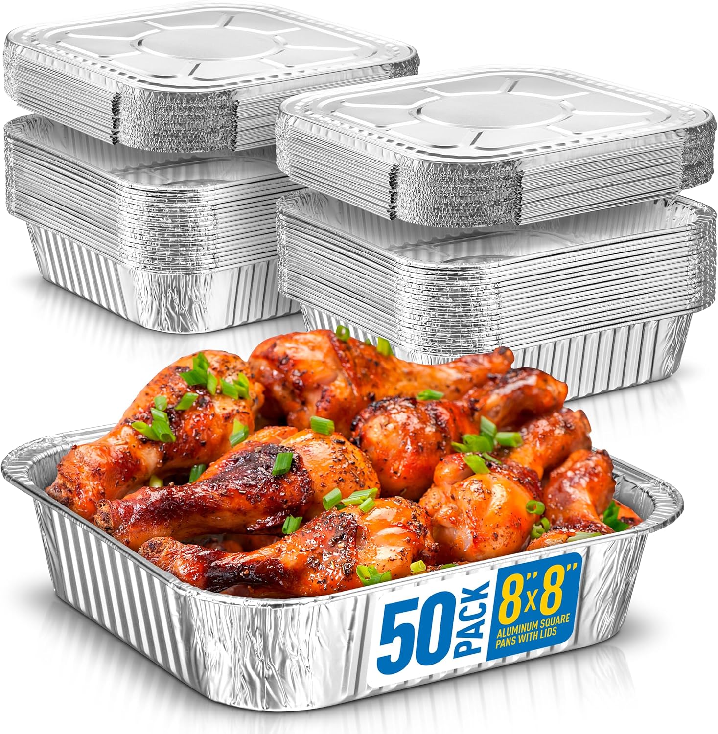 8x8 Disposable Aluminum Pans With Lids - Perfect For Baking