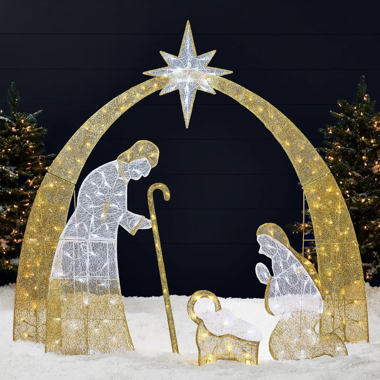 Lighted 2D Outdoor Nativity Scene with 170 LED Lights