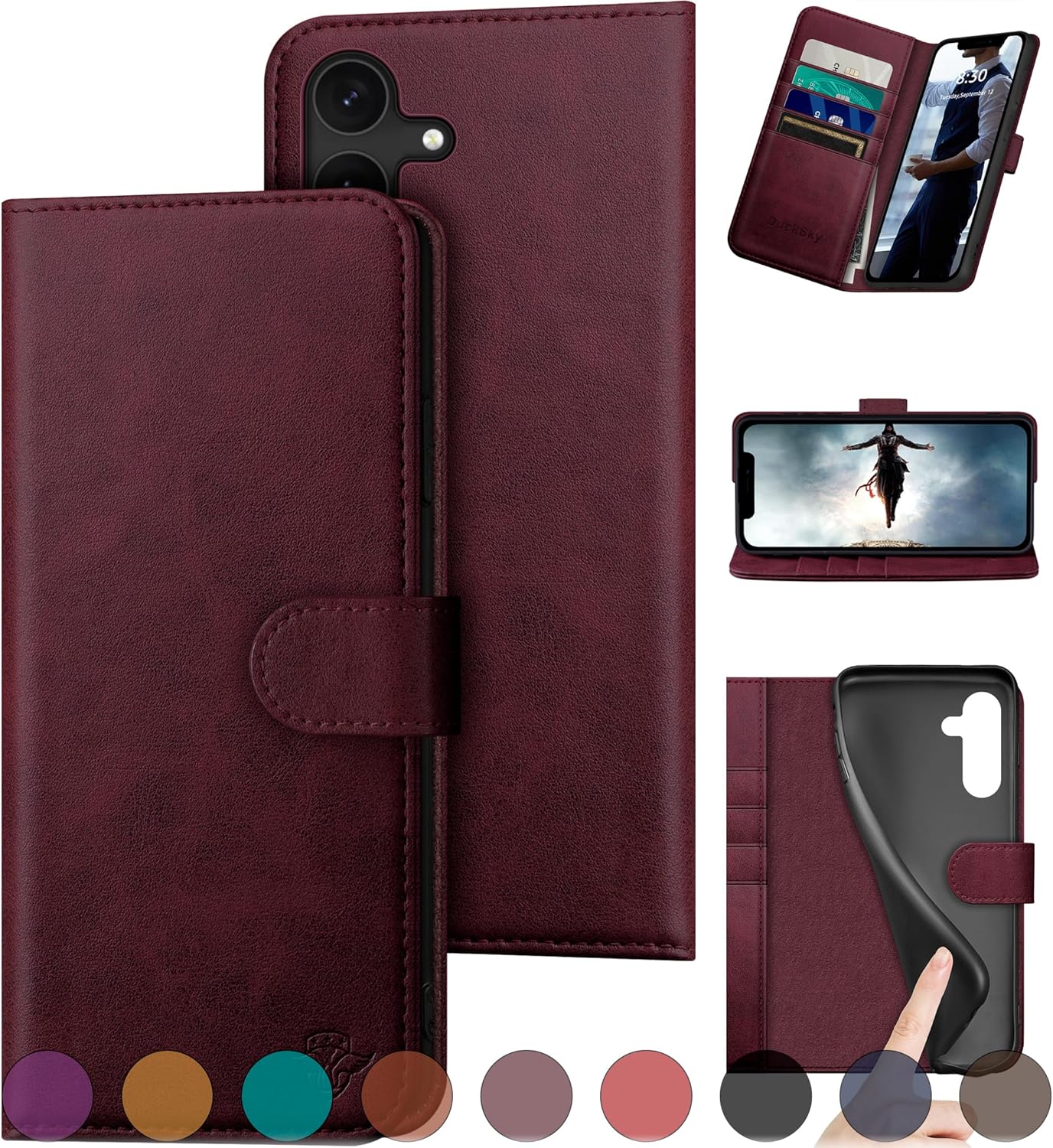 Leather Wallet Case for Samsung Galaxy S24 Plus - RFID Shielding