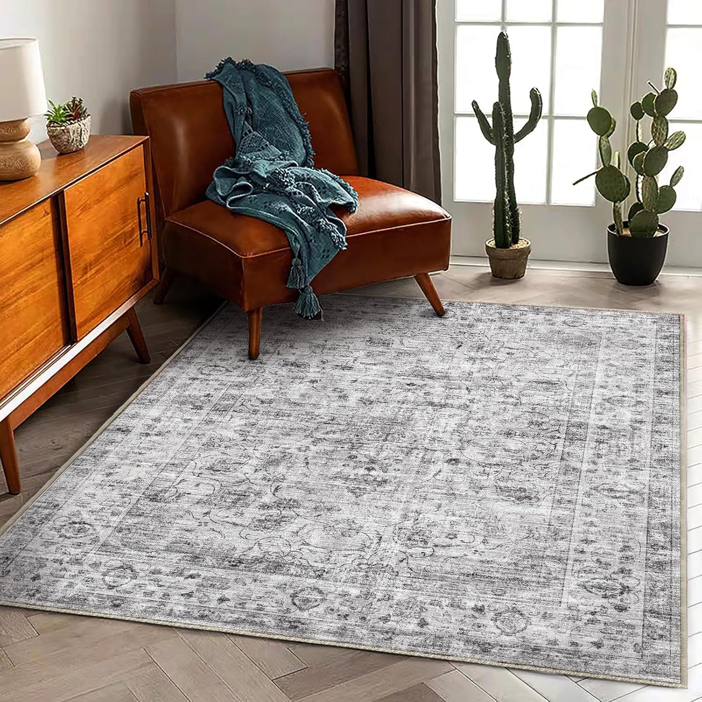 Vintage Traditional Area Rug 5ftx7ft for Living Room and Bedroom