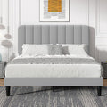Full Size Upholstered Bed Frame with Adjustable Velvet Headboard