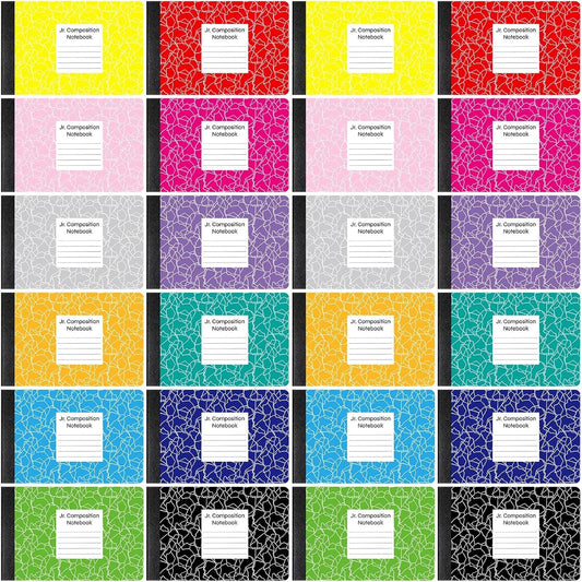 Mini Marble Composition Notebooks - Pack of 24 - Wide Ruled - Assorted Colors