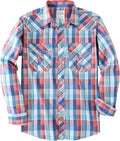 Dubinik Pearl Snap Shirts for Men Long Sleeve Western Plaid Shirt off