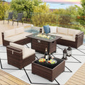 Amopatio 8 Pieces Patio Furniture Set with Fire Pit Table