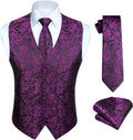 Mens Vest Tie Set 3PC Formal Waistcoat Paisley Jacquard - Classic Fit