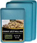 Blue Granite 3pc Commercial Weight Cookie Sheet Set - Durable Nonstick