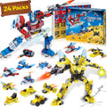 24 Packs Transform Robot Building Blocks - 12-in-1 Party Favors Set