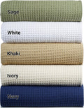 Tex Trend 100% Cotton Waffle Blanket Twin XL Navy Blue - All Season