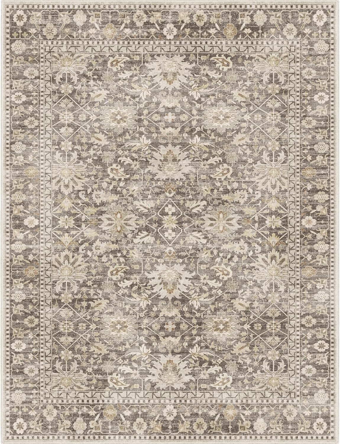 7X9 Area Rugs Machine Washable Soft Non-Slip Vintage Print
