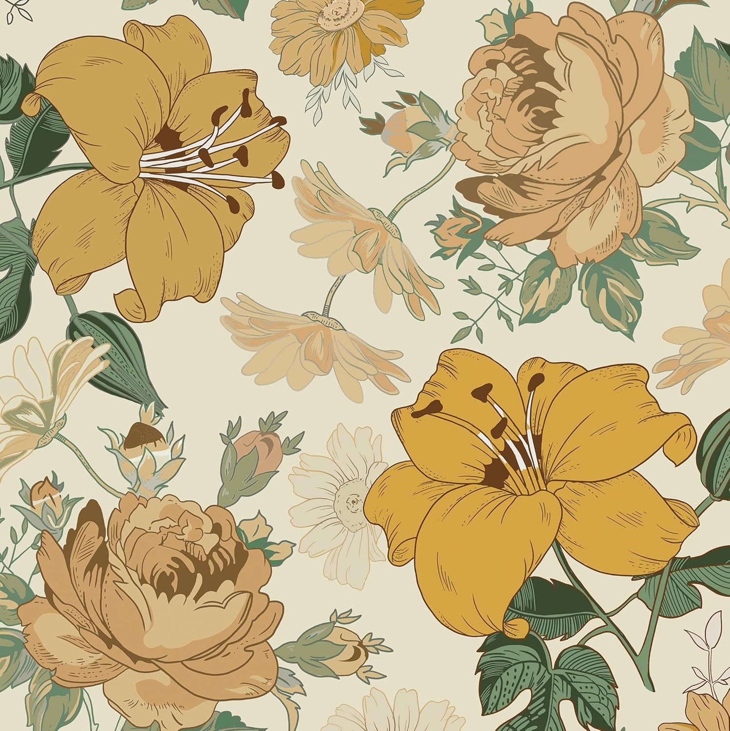 Floral Peel and Stick Wallpaper for Modern Home Decoration