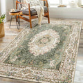 Green Rug 3x5 Washable Area Rug for Bedroom and Living Room
