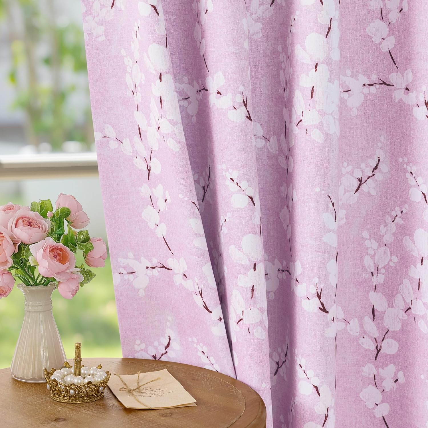 FMFUNCTEX Blackout Floral Curtains for Bedroom and Living Room
