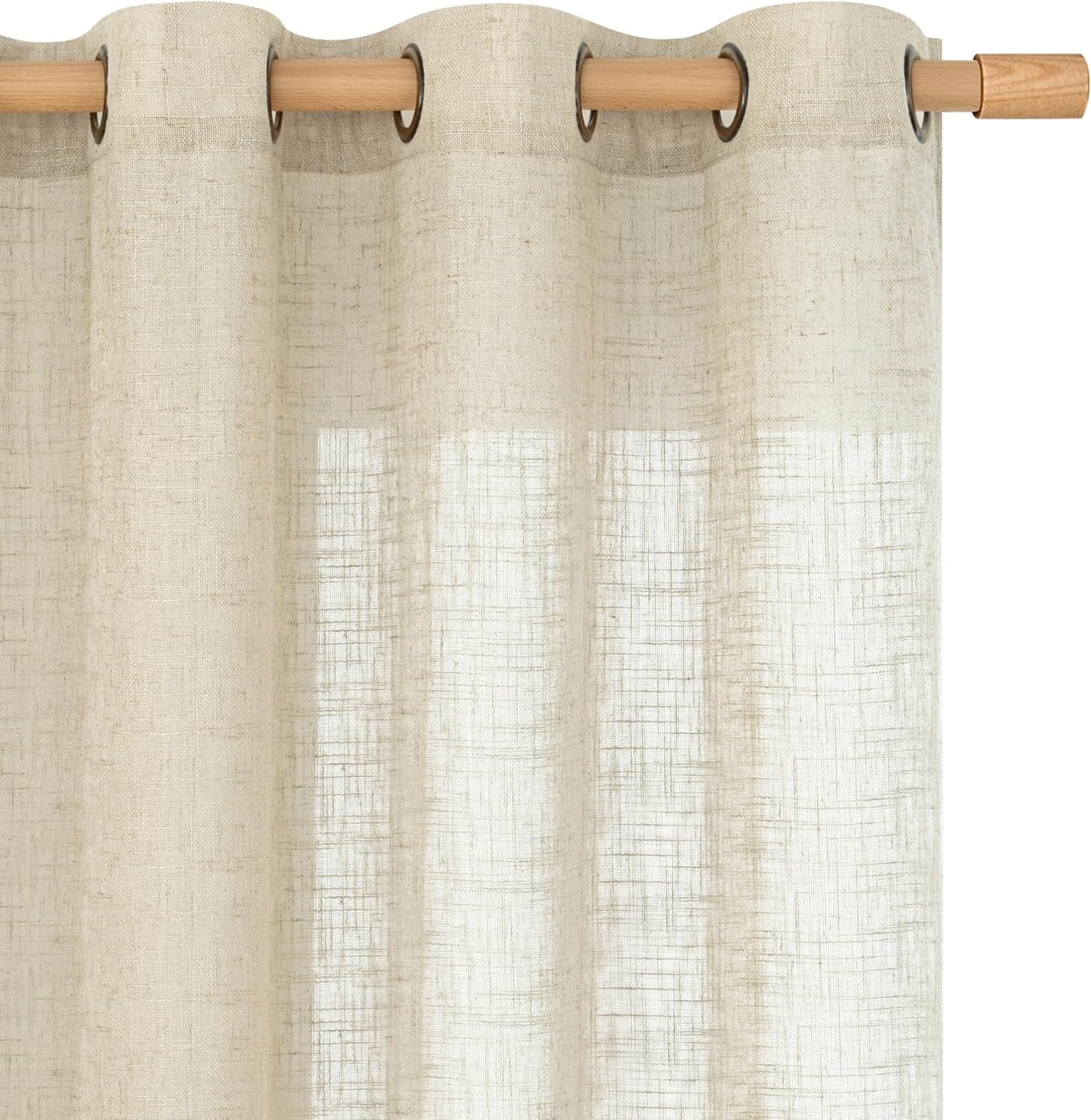 LAMIT Linen Sheer Curtains 95 Inch for Living Room Decor