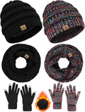Winter Beanie Hat Scarf Gloves Set for Women - Warm Fleece Knit