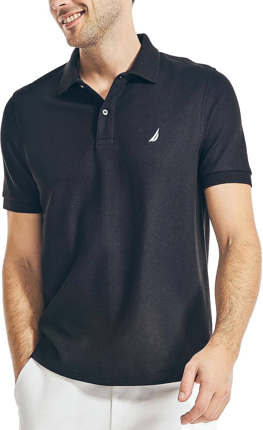 Nautica Men's Classic Short Sleeve Solid Performance Deck Polo