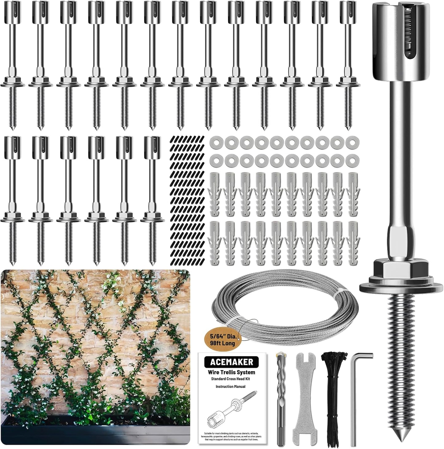 Wire Trellis for Climbing Plants Outdoor - 20 Set Kit