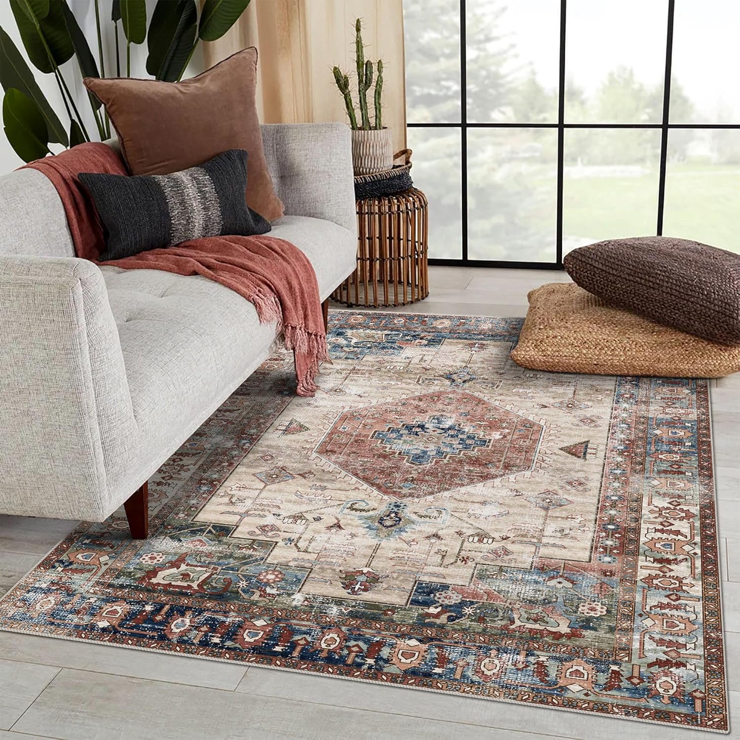Vivorug 8x10 Area Rugs for Living Room, Vintage Soft Carpet