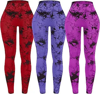Seamless High Waisted Tie Dye Workout Leggings for Women