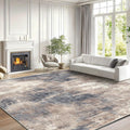 8x10 Area Rug Modern Abstract Living Room Rug - Washable Brown