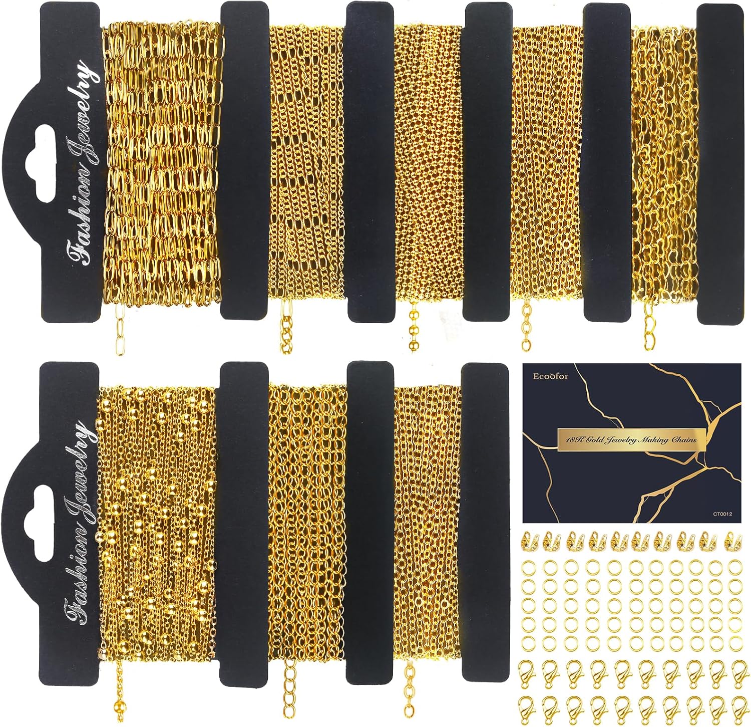 18k Gold Necklace Chains for Jewelry Making - 52.5 Feet Set