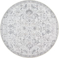 jinchan Round Rug 5ft Vintage Floral Area Rug - Washable Grey
