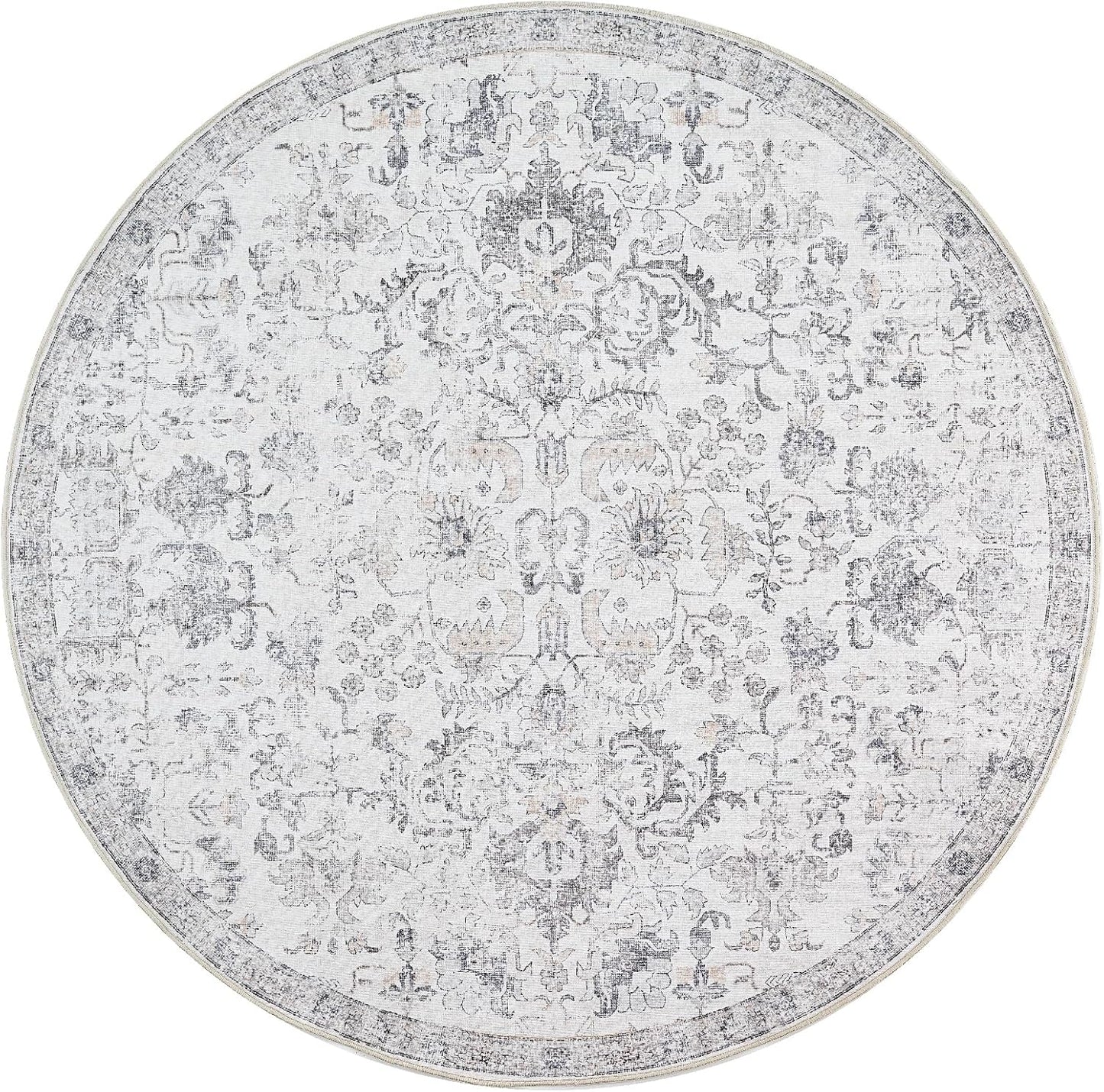 Vintage Round Rug 5ft Area Rug for Indoor Spaces by jinchan
