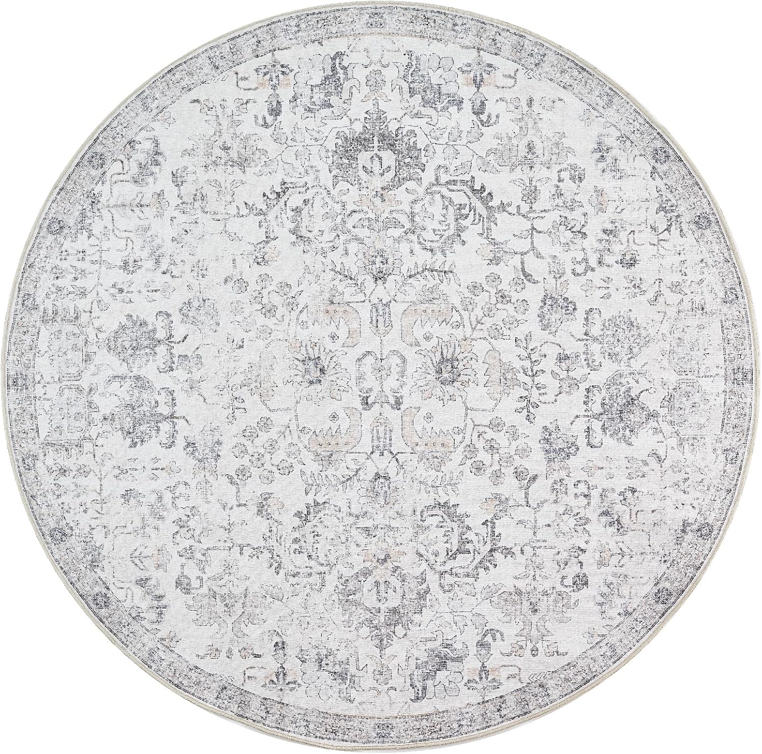 Vintage Round Rug 5ft Area Rug for Indoor Spaces by jinchan
