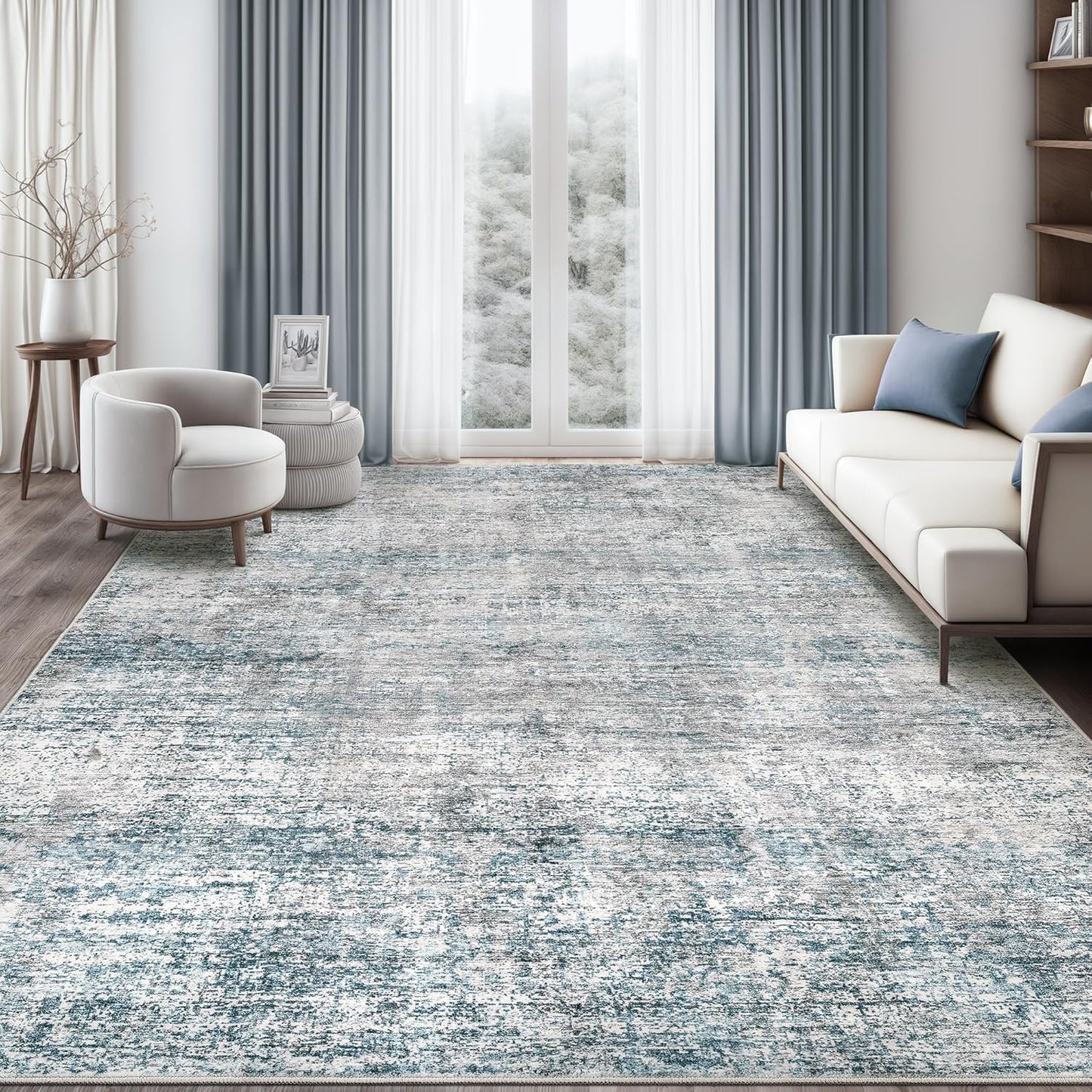 Living Room Area Rugs - 8x10 Abstract Soft Washable Carpet