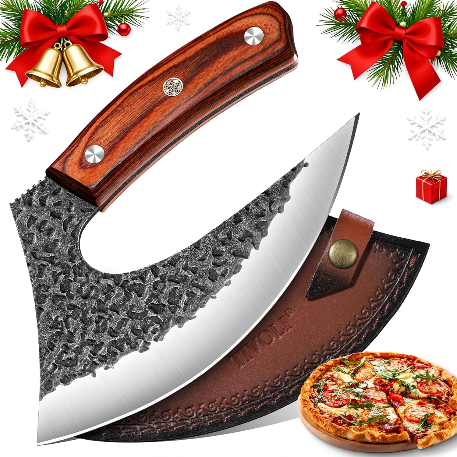 TIVOLI Ulu Knife with Sheath - Viking-Style Cleaver for All